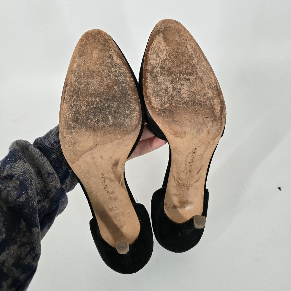Rupert Sanderson Black Suede Almond Toe Heels Size 36.5 - Picture 4 of 9